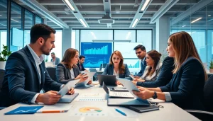 Personalvermittlung Vertrieb in einer ansprechenden Büroumgebung, in der vielfältige Fachleute zusammenarbeiten, um Vertriebstalente effektiv zu rekrutieren.