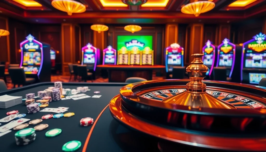 sv66 đăng nhập - Engage in online betting at a vibrant casino with roulette and slot machines.
