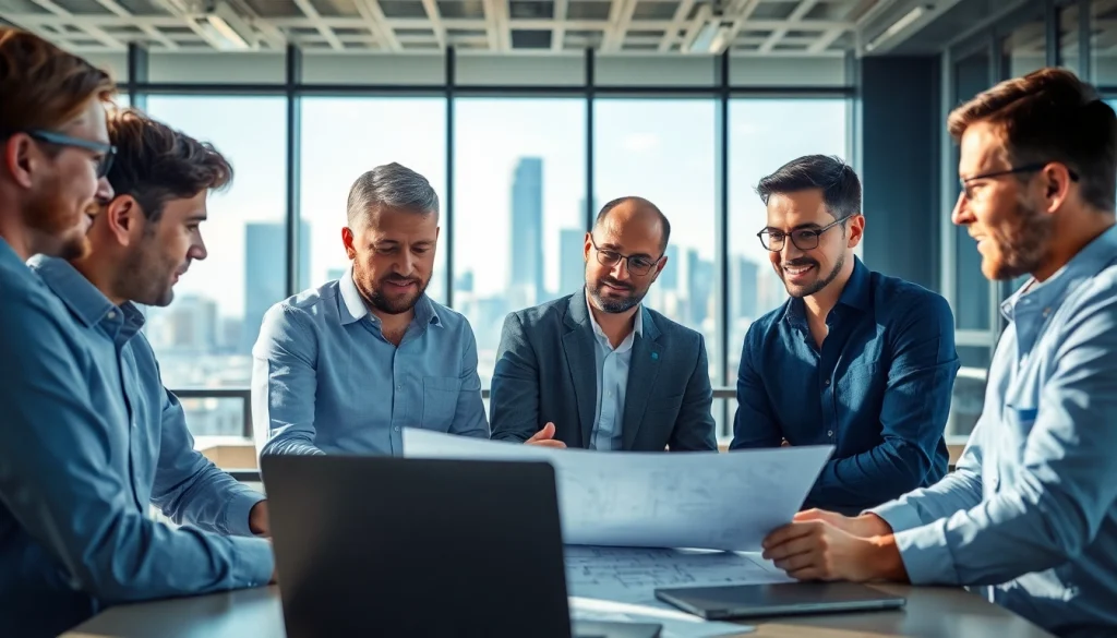 Headhunter Ingenieure collaborating in a modern office setting for talent acquisition.