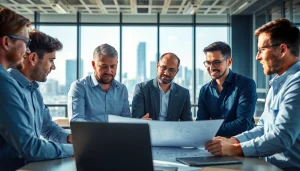 Headhunter Ingenieure collaborating in a modern office setting for talent acquisition.