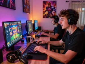 Experience the excitement of tải game 789 club in a vibrant home gaming setup.