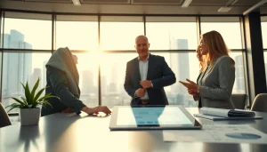 Headhunter Ingenieure beraten erfolgreich in einem modernen Büro mit technischen Designs.