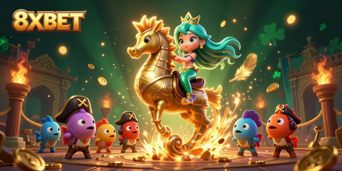 Engage with exhilarating betting experiences at 8XBET, featuring a vibrant undersea scene of mermaids and seahorses.