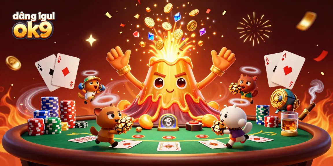 Experience the thrill of đăng nhập ok9 with vibrant casino elements and winning treasures in this captivating illustration.