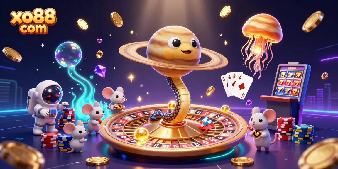 Experience the excitement of xo88 com with astronaut mice betting in a cosmic casino scene full of action.