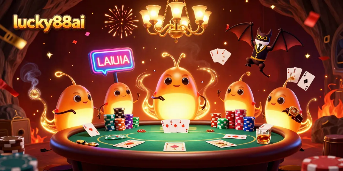 Experience the thrill of betting at lucky88ai with dynamic glowworms lighting up a vibrant casino scene.