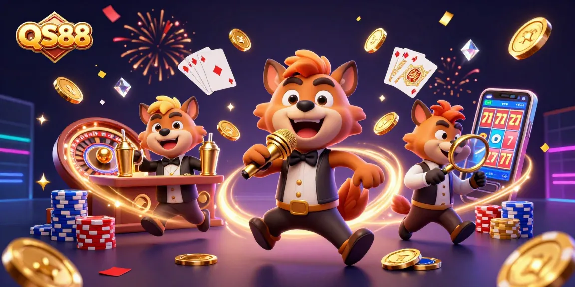 Experience the thrilling QS88 gaming atmosphere with hyenas bringing comedy and excitement.
